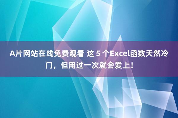 A片网站在线免费观看 这５个Excel函数天然冷门，但用过一次就会爱上！
